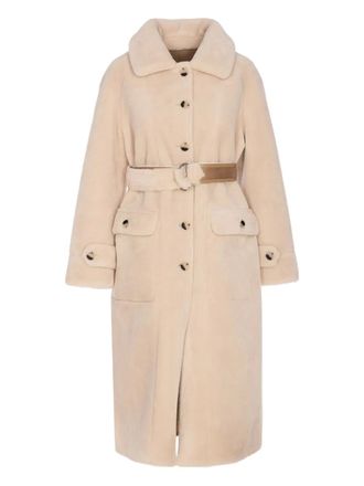 Urban Code faux-fur belted coat - women - Polyester - M - Neutrals