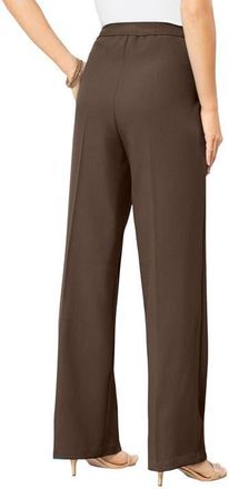 Roaman's Plus Size Wide Leg Bend Over Pant in Chocolate at Nordstrom, Size 34