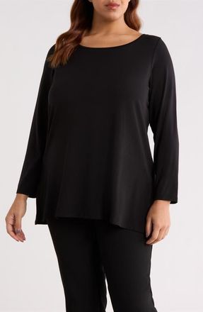 Eileen Fisher Bateau Neck Tunic in Black at Nordstrom, Size 1X