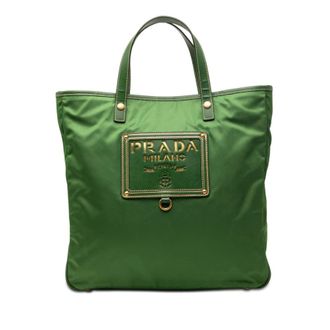 Prada Pre-owned Prada Saffiano Trimmed Tessuto Logo Plate Convertible Tote Ladies VM1MRLF434JF8BVR