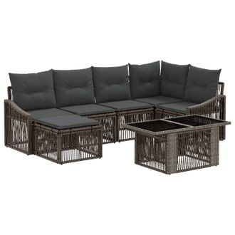 vidaXL Set Divano Da Giardino 7 Pz Grigio E Grigio Scuro Polyrattan Vidaxl