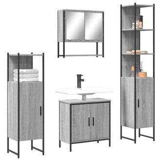 Berkfield Home 4 Piece Bathroom Furniture Set Grey Sonoma Engineered Wood