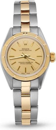 Rolex Pre-owned Rolex Oyster Perpetual Automatic Champagne Dial Ladies Watch 76233 CSO