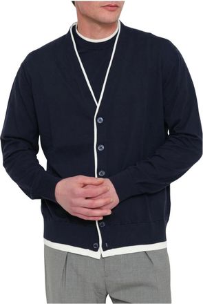 Paolo Pecora Cardigan in Lusso a Maglia - - Knitwear - Uomo - Blu - M