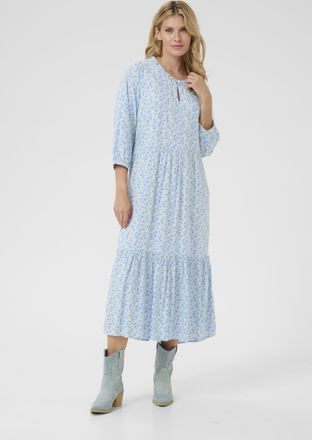 Cream Jurk A-shape Blue Yellow Small Floral blue multi