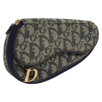 Dior Pre-owned Trotter Canvas Pouch - - Pre-owned - Donna - Blu - ONE SIZE