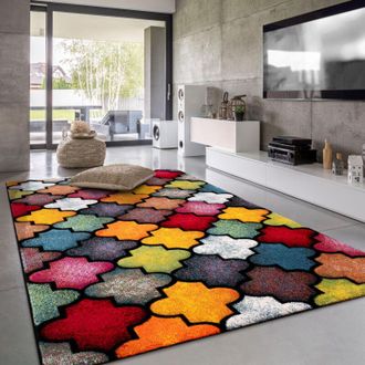 Paco Home Paco Home Tappeto Salotto Moderno Pelo Corto Moderno Motivo Geometrico 3D 160x230 cm, Multicolore 4