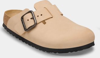 Birkenstock Womens Boston Clogs in Beige Leather - Size UK 5.5