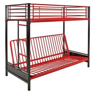 Vente-Unique Letto a soppalco 90 x 190 cm - Nero e rosso - modulo iv