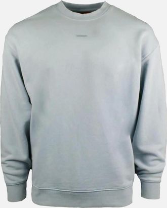 HUGO BOSS Mens HUGO Dopaly Relaxed Fit Cotton Sweatshirt, Open Blue - Grey - Size: X-LARGE