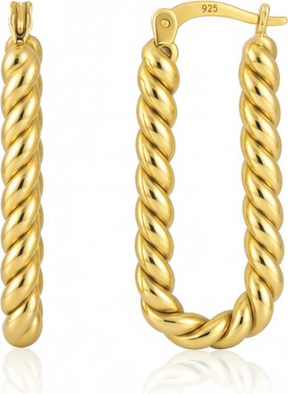 MAX + STONE 14K Yellow Gold Plated Long Twisted Hoop Earrings with Click-tops