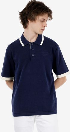 Maison Kitsun&eacute; Cotton knitted polo navy