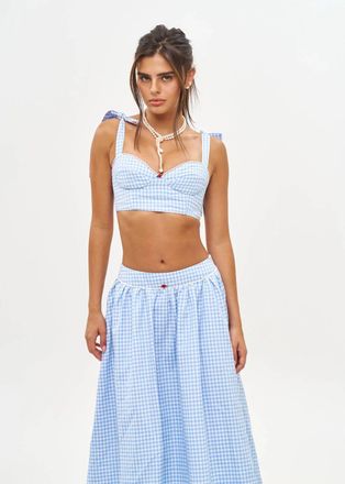 Bananhot Alba Crop Top In Light Blue Gingham