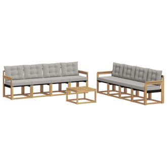 vidaXL Conjunto De Sof&aacute;s De Exterior 9 Pcs Blanco Y Gris Claro Vidaxl