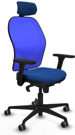 Piqueras y Crespo Piqueras Y Crespo - Jorquera Sincro Malla Azul Similpiel Azul Brazos 3d Base Nailon Cabecero 2d Ruedas 65mm Engomada