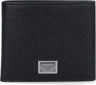Dolce & Gabbana Zwarte Bi-Fold Portemonnees - Heren - Portefeuilles - Zwart - ONE Size - Leer - Accessoires