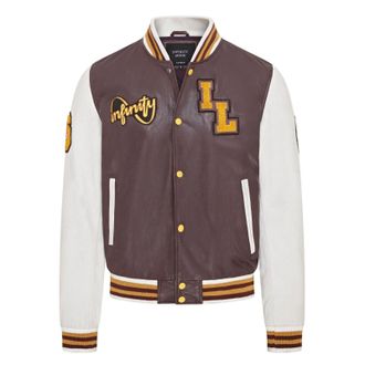 Infinity Leather Mens Baseball Letterman Bomber Jacket - Ashwood - Burgundy - Size X-Small