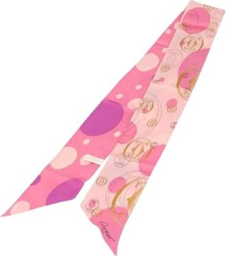 Cartier Pre-owned Scarves, female, Pink, Size: ONE SIZE Pre-owned Vintage Silk Scarf