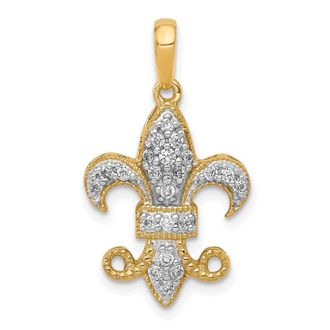 Diamond2Deal 14k Yellow Gold Lab Grown Diamond Fleur De Lis Pendant (0.21ct, VS, G-H)