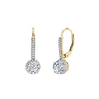 LuvMyJewelry Meadowlark Pave Round Diamond Drop Huggie Hoop Earrings in 14K Gold in 14K Yellow Gold at Nordstrom