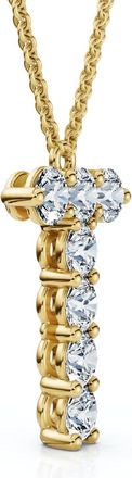 Pompeii3 1Ct Diamond Initial T Pendant 14k Gold 18 Necklace Lab Grown 5/8 Tall