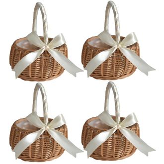 OEM 4 Cestas De Flores Tejidas, Cesta De Almacenamiento De Rat&aacute;n, Cesta De Mano Para Ni&ntilde;a De Las Flores, Cesta De Flores Hecha A Mano S