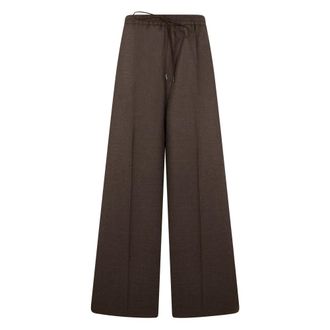 Max Mara Wijde broek - Dames - Broeken - Bruin - Maat: M Wol