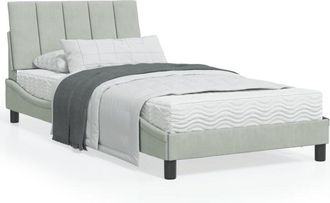 vidaXL Cama Con Colch&oacute;n Terciopelo Gris Claro 100x200 Cm Vidaxl