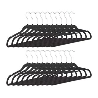 Relaxdays Set 80x Grucce Sottili, Appendi Pantaloni Salvaspazio, Fodera Velluto, Ganci Girevoli A 360&deg;, 22,5x41 Nero
