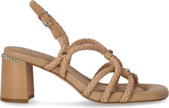 Ash Ash, Schoenen, Dames, Beige, 37 EU, Leer, Gevlochten Banden Hak Sandaal