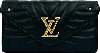 Louis Vuitton Black Leather Long Wallet (Bi-Fold) (Pre-Owned)