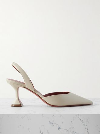 Amina Muaddi Décolleté Slingback In Pelle Holli - Grigio