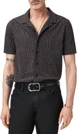 John Varvatos Cillian Camp Shirt in Black at Nordstrom, Size Xx-Large