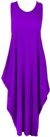 Generic New Womens Ladies Italian Lagenlook Tulip Parachute Stretchy Dress Long Tunic Top (One Size (Fits 8-18), Purple)