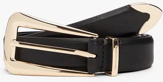 Tommy Hilfiger Womens Western Hardware Leather Belt - Black - 40