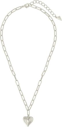 Sterling Forever Rhodium Plated Beating Heart Pendant Necklace