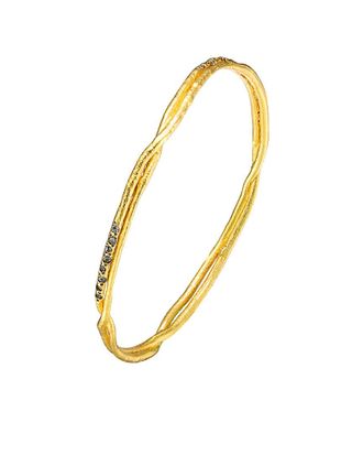 Genevive 14K & Rhodium Over Silver Cz Bangle