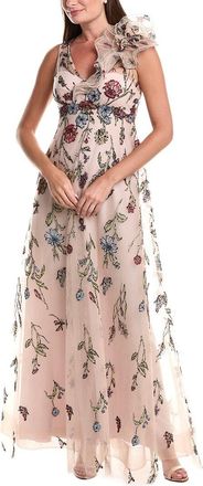 Teri Jon by Rickie Freeman Teri Jon By Rickie Freeman Embroidered Tulle Self Flower Gown