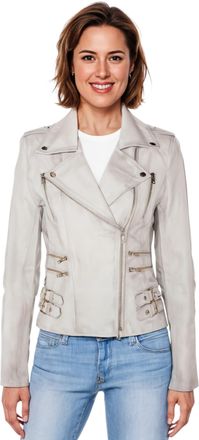 Infinity Leather Dames leren witte Brando bikerjack - Constantia