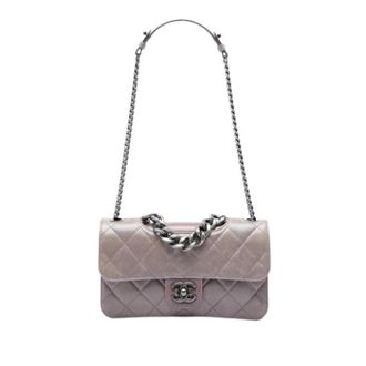 Chanel Pre-owned Vintage Satchel - Dames - Pre-owned - Paars - Maat: ONE Size Leer