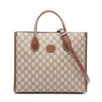 Gucci Beige Brown Gg Supreme Leather Handbag Tote Bag (Pre-Owned)