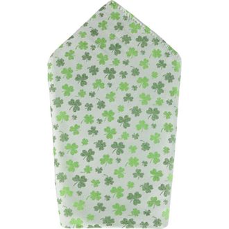 Trafalgar Store White Shamrock Novelty Silk 12x12 Pocket Square at Nordstrom
