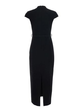 Self Portrait Embellished Wool Crepe Midi Dress - Black