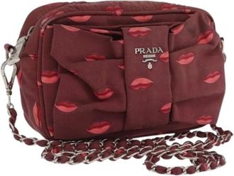 Prada Pre-owned Cross Body Bags, female, Red, Size: ONE SIZE Pre-owned Nylon Cross Body Bag
