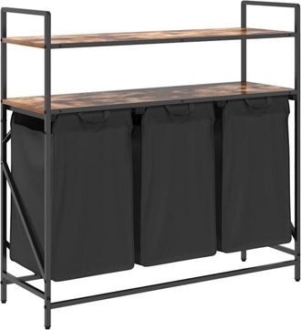 vidaXL Laundry Basket 3 Compartments with Shelves Smoked Oak Vidaxl