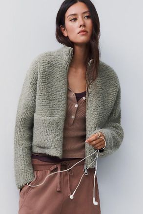 Pilcro Marlow Fleece Zip-Front Sweater