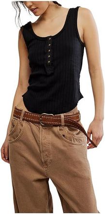 Free People Care Bryson Henley Tank Top Womens Clothing Black : MD (Womens 8-10), Cotton