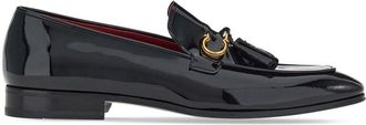 Ferragamo Gancini-plaque leather loafers - men - Patent Leather/Calf Leather/Calf Leather - 10.5 - Black