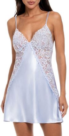 In Bloom by Jonquil Mina Lace Trim Satin Chemise in Blue Thistle at Nordstrom, Size X-Small