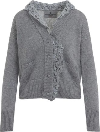 Ermanno Scervino Cardigan con rifinitura in pizzo - Grigio